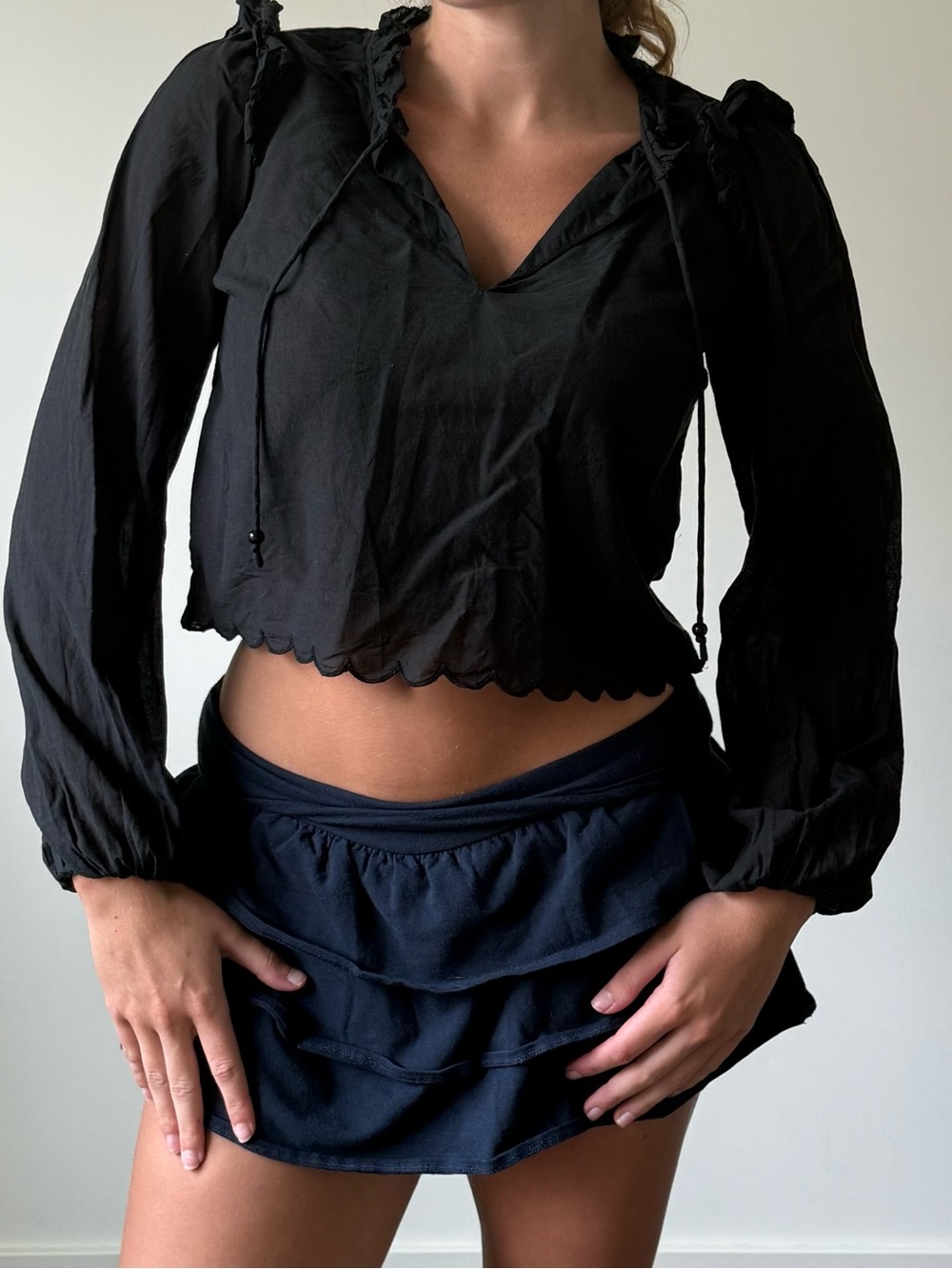 Cami NYC Tiana Black Tiered Ruffle Skort